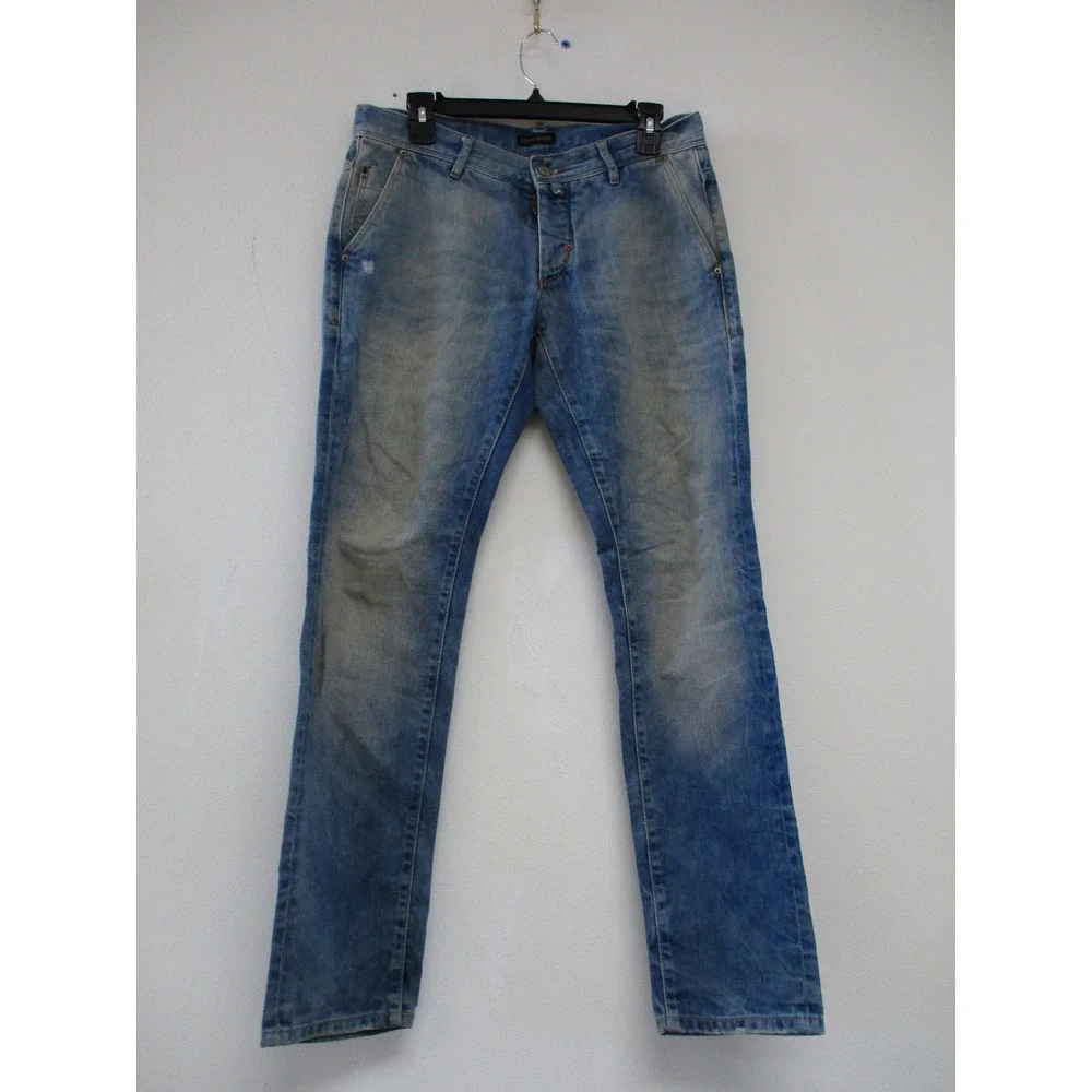 Antony Morato Jeans Mens 30 Blue Gold Denim Slim Fit Light Wash Distressed Vtg